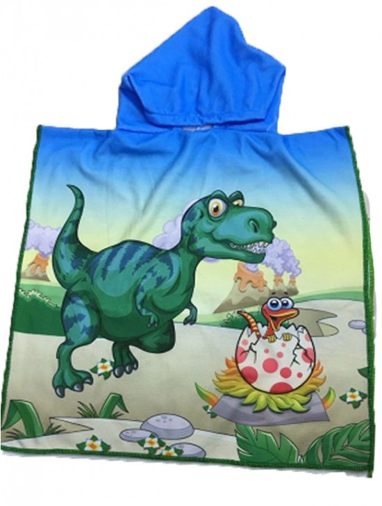 Kids Dinosaur Patterned Hoodie Towel